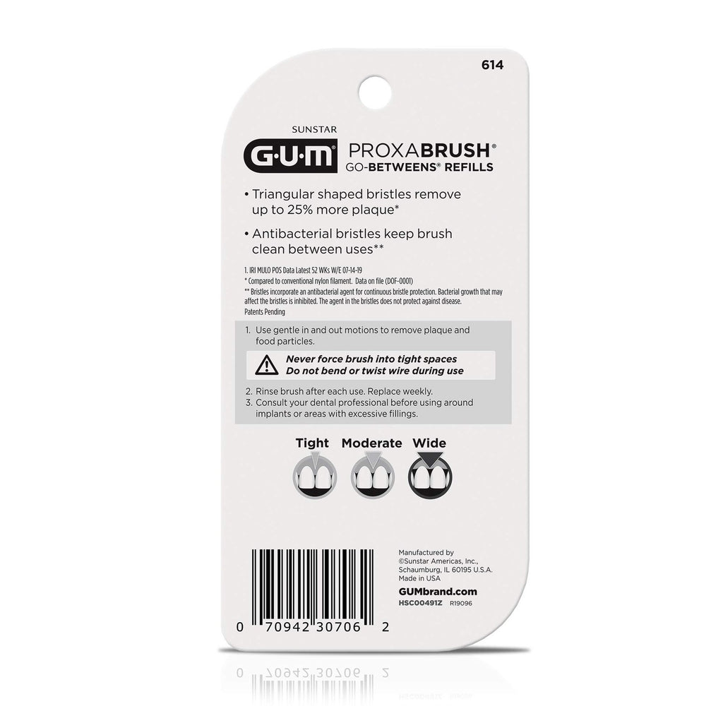 Wide Interdental Brush Refills for GUM Proxabrush, Pack of 16 - Blue