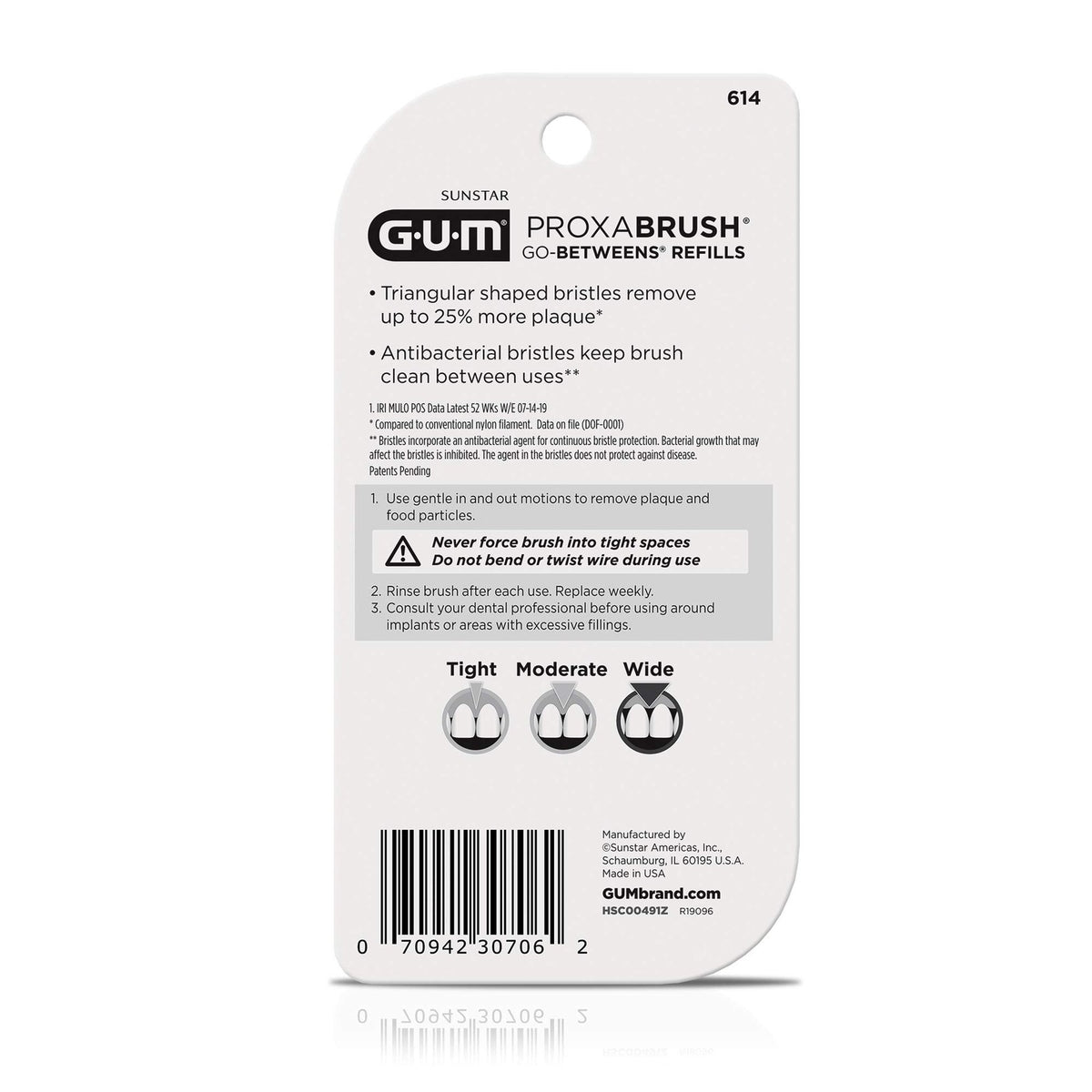 Wide Interdental Brush Refills for GUM Proxabrush, Pack of 16 - Blue