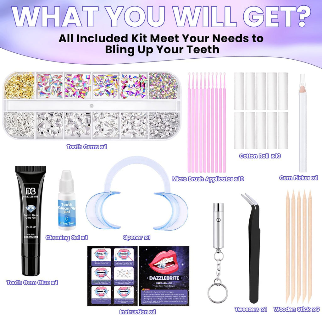 Tooth Gem Kit with Crystals for Teeth - 500 Pcs Dental Jewelry Set for Adults & Kids