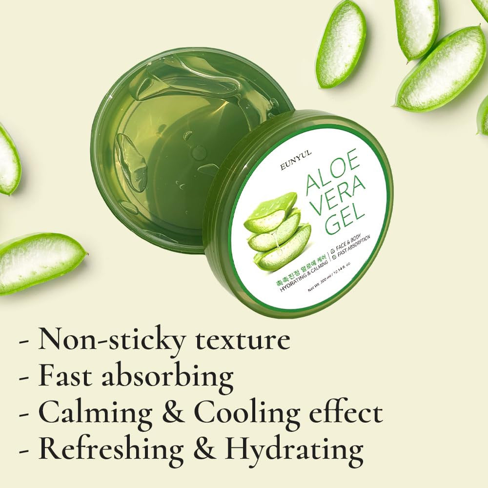 Aloe Vera Soothing Gel Pack of 3 - Hydrating & Cooling Skin Relief, 10.14 fl oz each