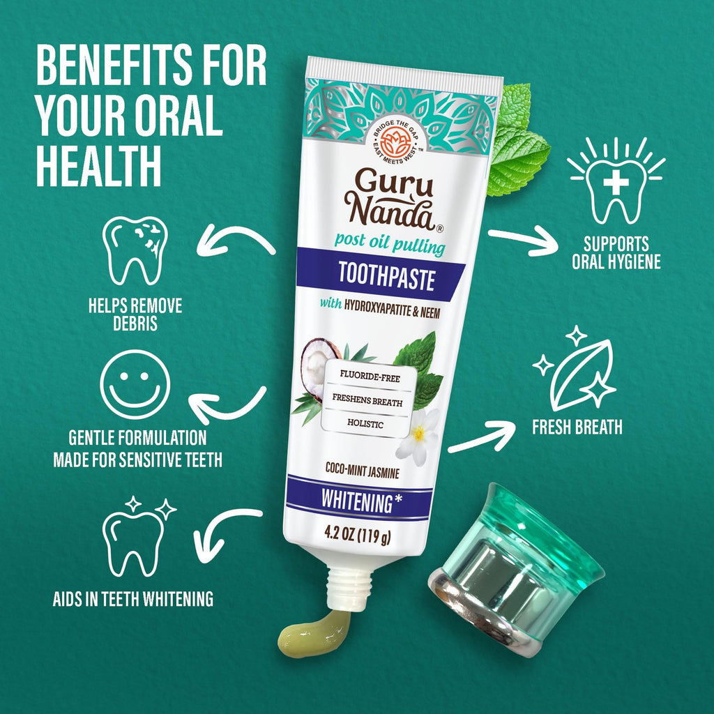 Natural Whitening Toothpaste with Hydroxyapatite & Tongue Scraper - Fluoride-Free, Sensitive Care