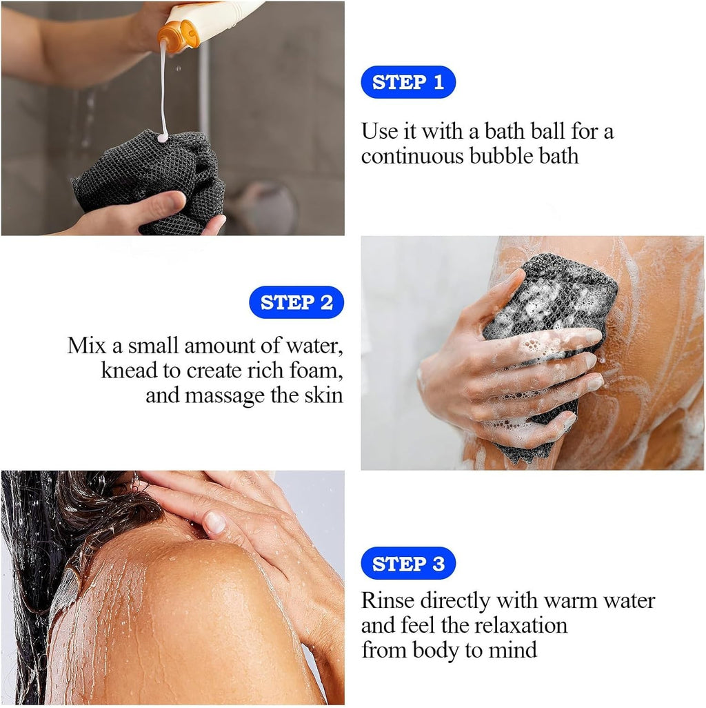 Black African Net Sponge for Exfoliation & Full-Body Shower Spa