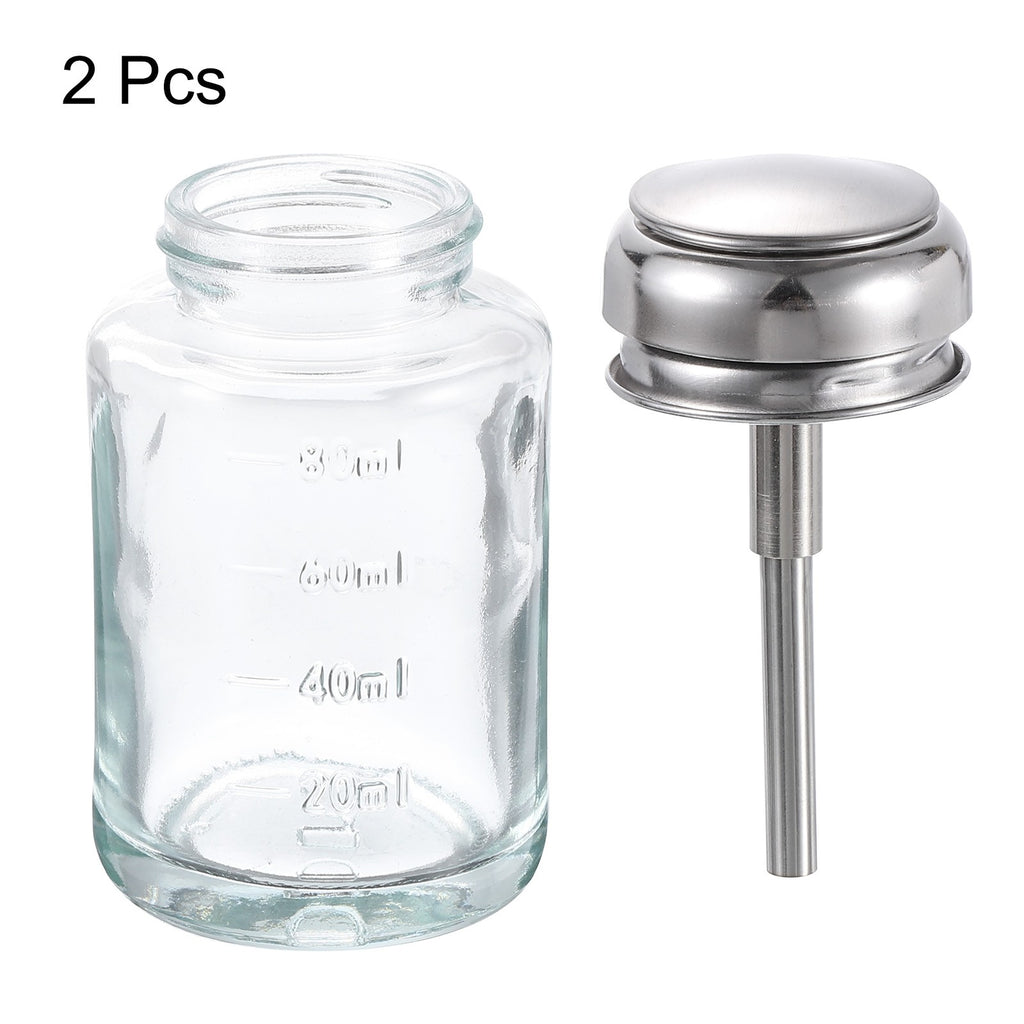2Pcs 80ML Glass Pump Dispenser Bottles for Alcohol, Toner & Makeup Remover