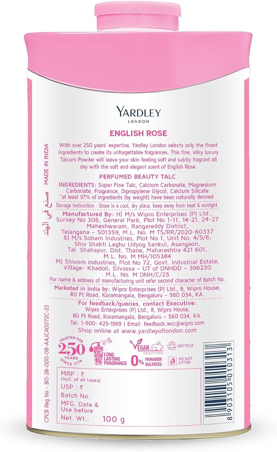 Gentle Lavender Rose Talc 100g - Refreshing Body Powder for Daily Use