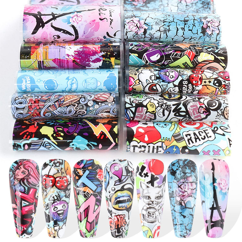 Starry Sky Nail Foil Transfer Sheets for Nail Art & Decals, 10 Sheets