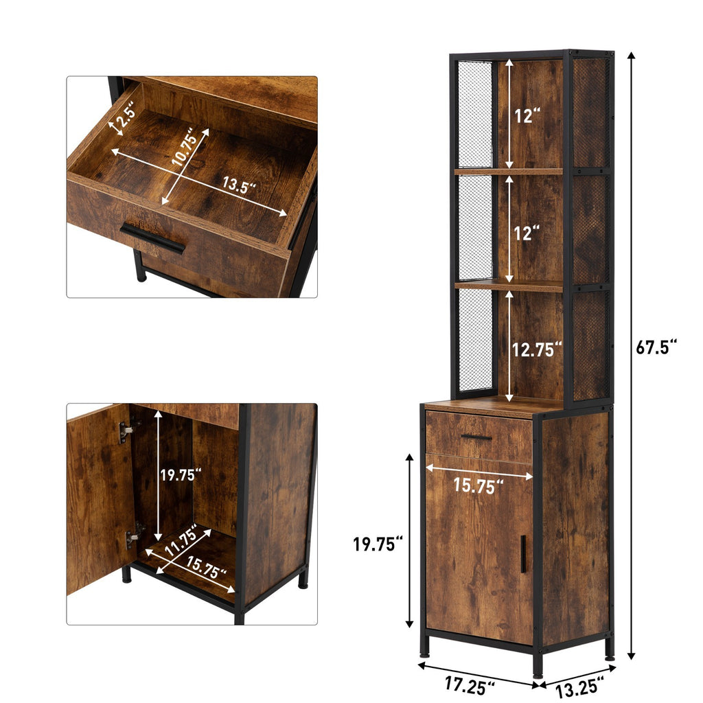 Salon Storage Cabinet for Hair Stylists with 3-Tier Shelves and Bottom Lockable Cabinet