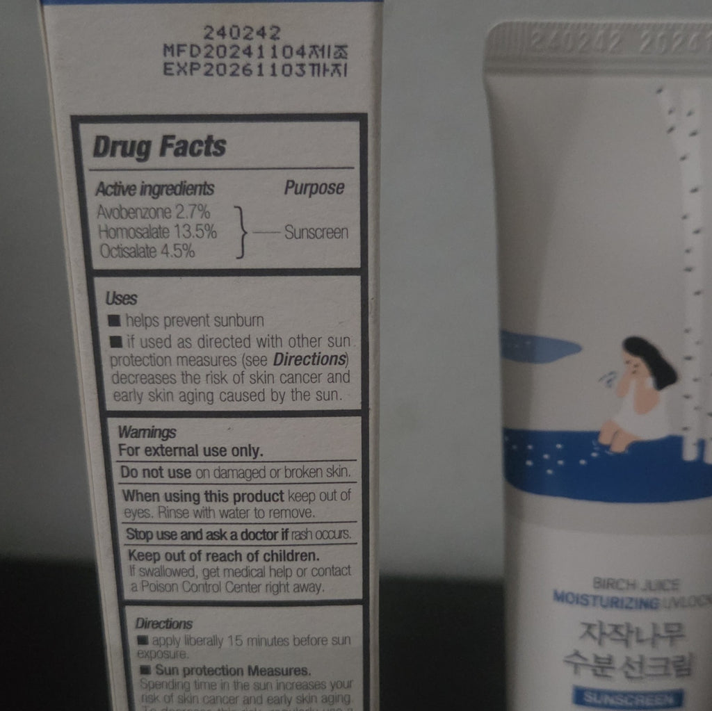 Round Lab Birch Juice Moisturizing UV Lock SPF 45 Face Sunscreen 50ml Broad Spectrum
