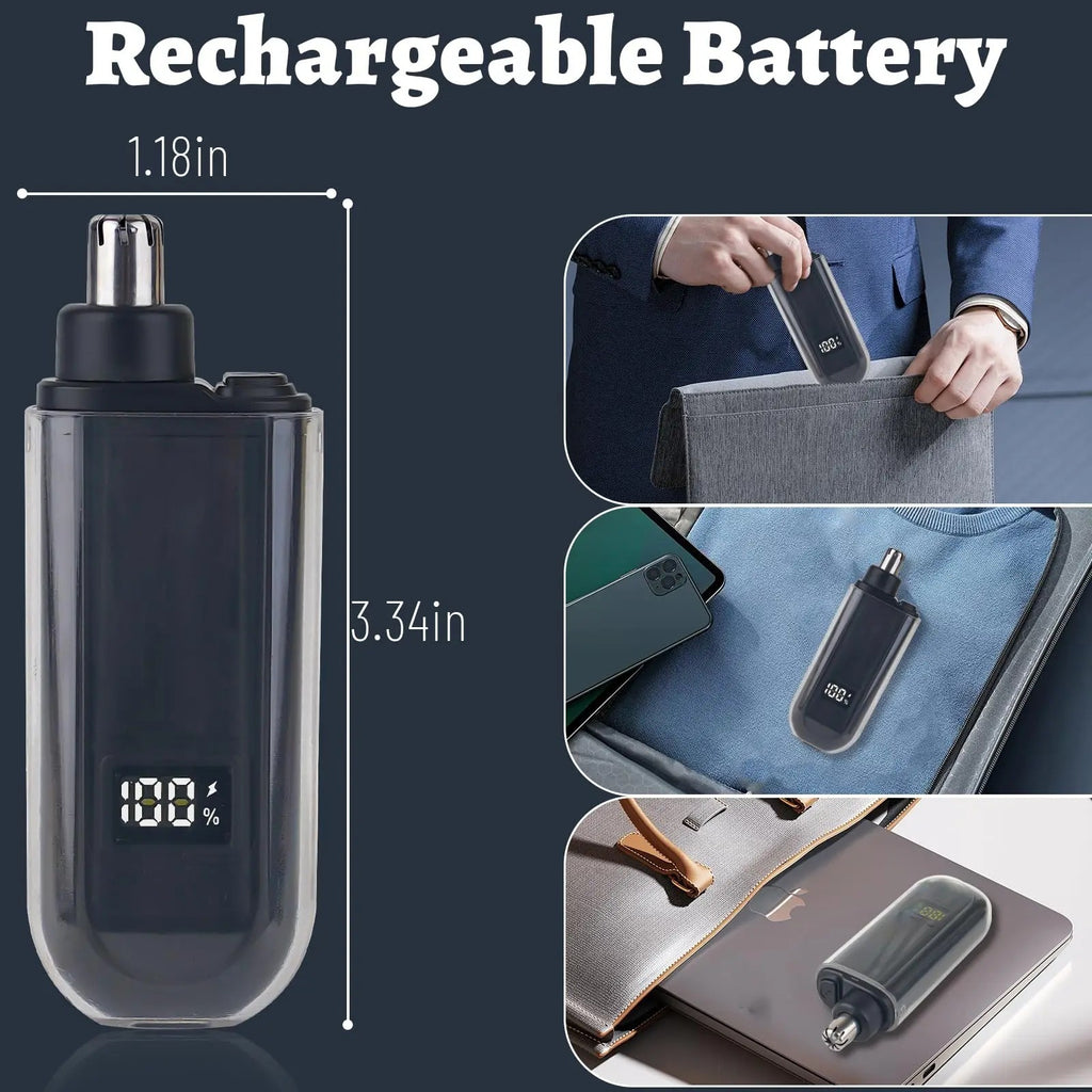USB Rechargeable Nose & Ear Hair Trimmer for Men Portable Grooming Clipper