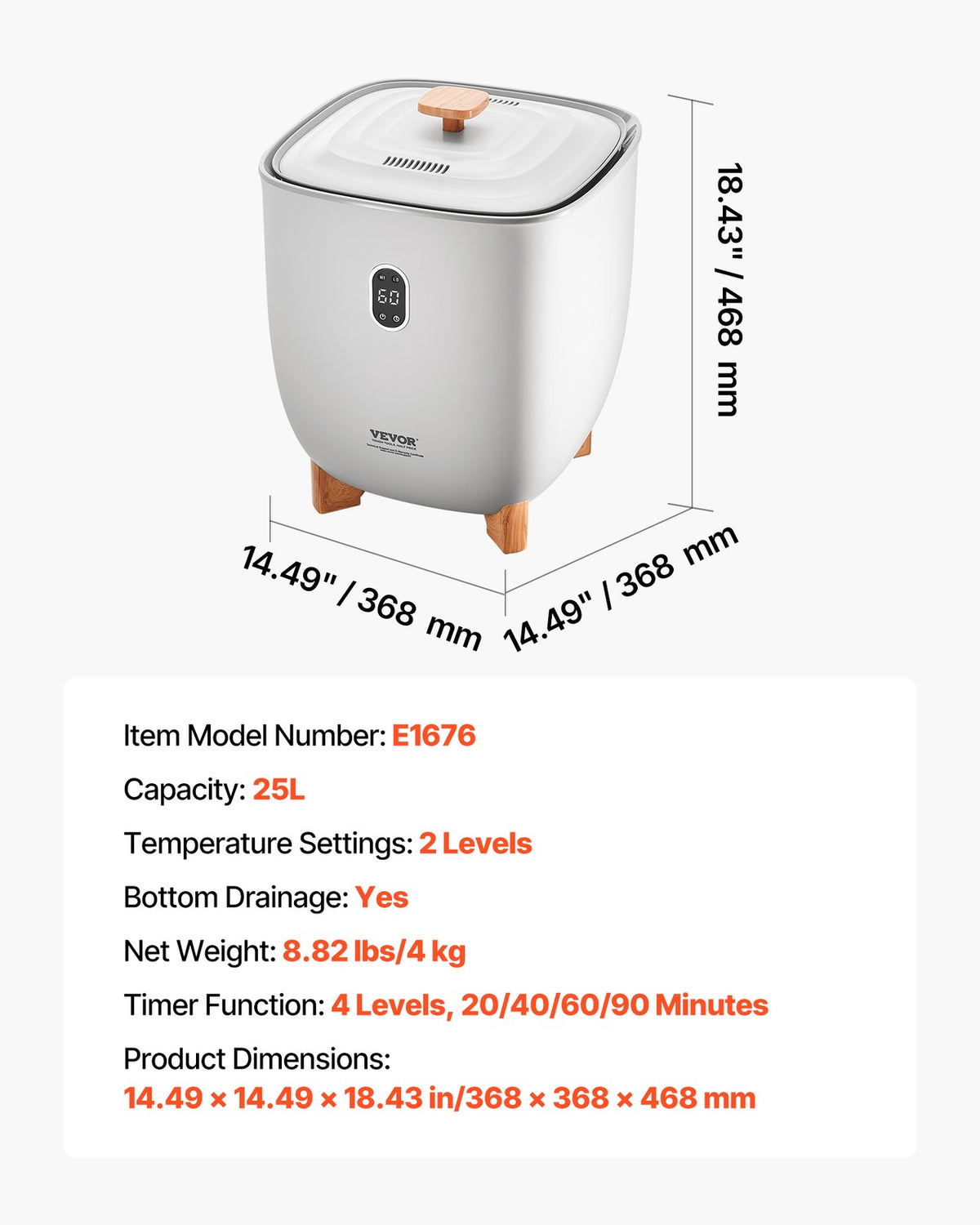 25L Towel Warmer Bucket with LED Timer & Temperature Control, Gray