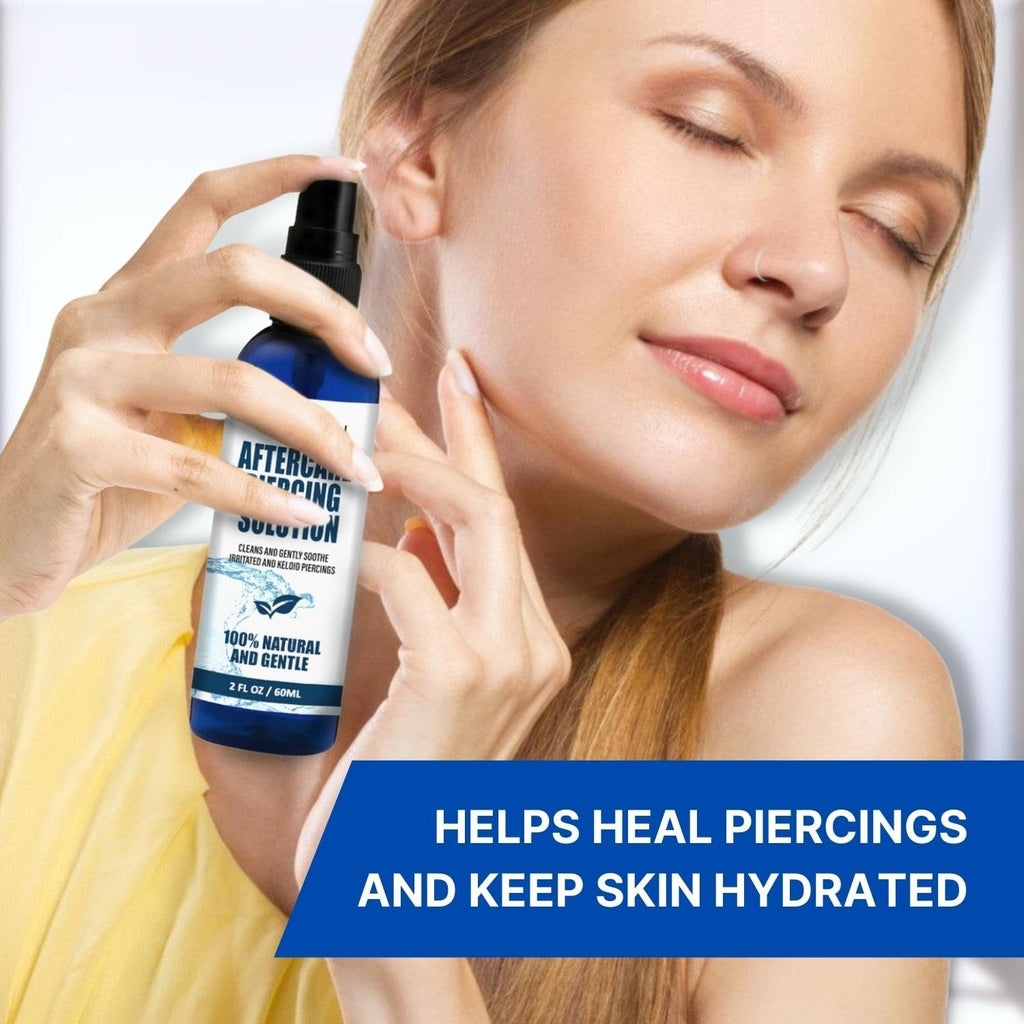 Piercing Aftercare Spray – Saline Solution with Aloe, Tea Tree & Sea Salt for Ear & Body Piercings