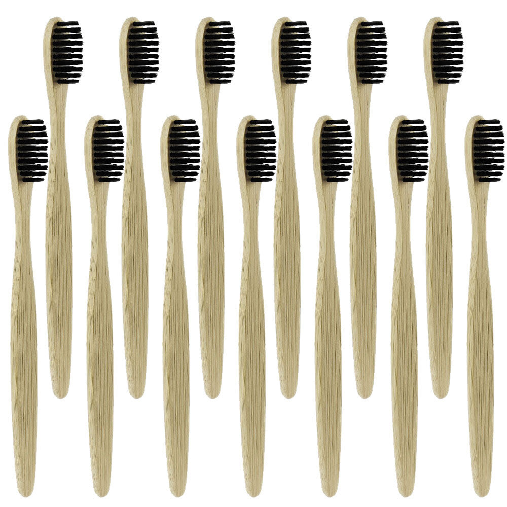20Pcs Natural Bamboo Toothbrush with Charcoal Soft Bristles - Eco-Friendly Adult Oral Care