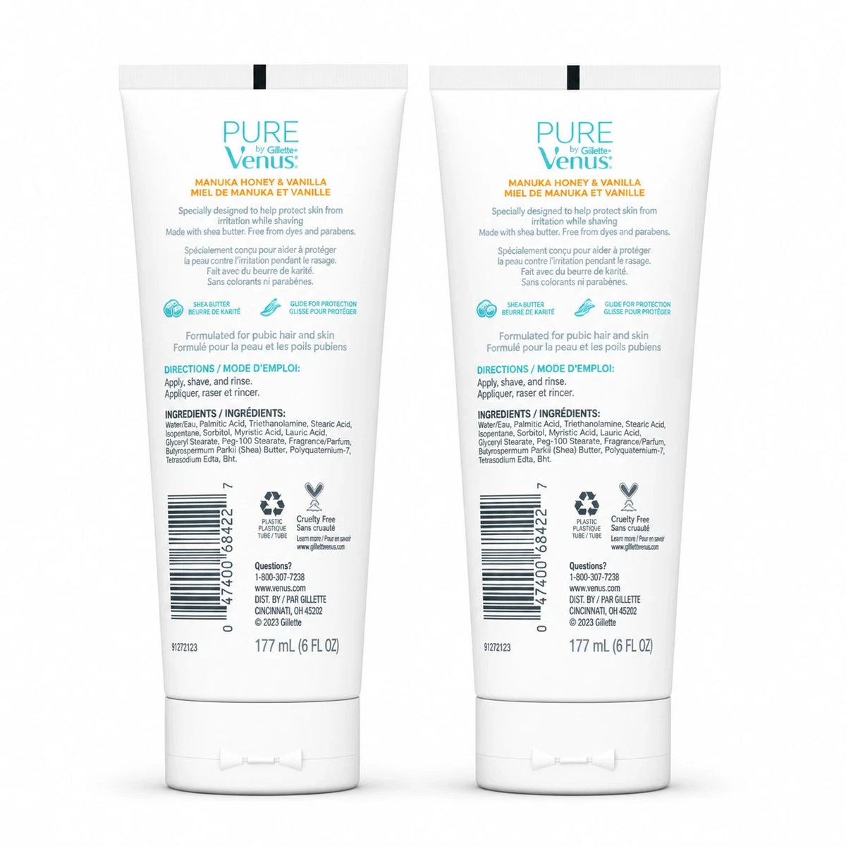 Gillette Venus Pure Shave Gel with Manuka Honey & Vanilla - Nourishing, Paraben-Free, 6 fl oz