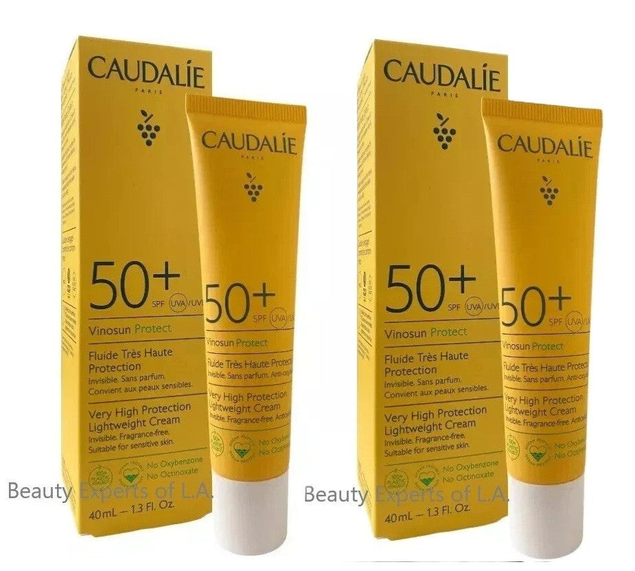 Caudalie Vinosun Protect SPF50+ Lightweight Invisible Facial Cream - 2 Pack 40ml