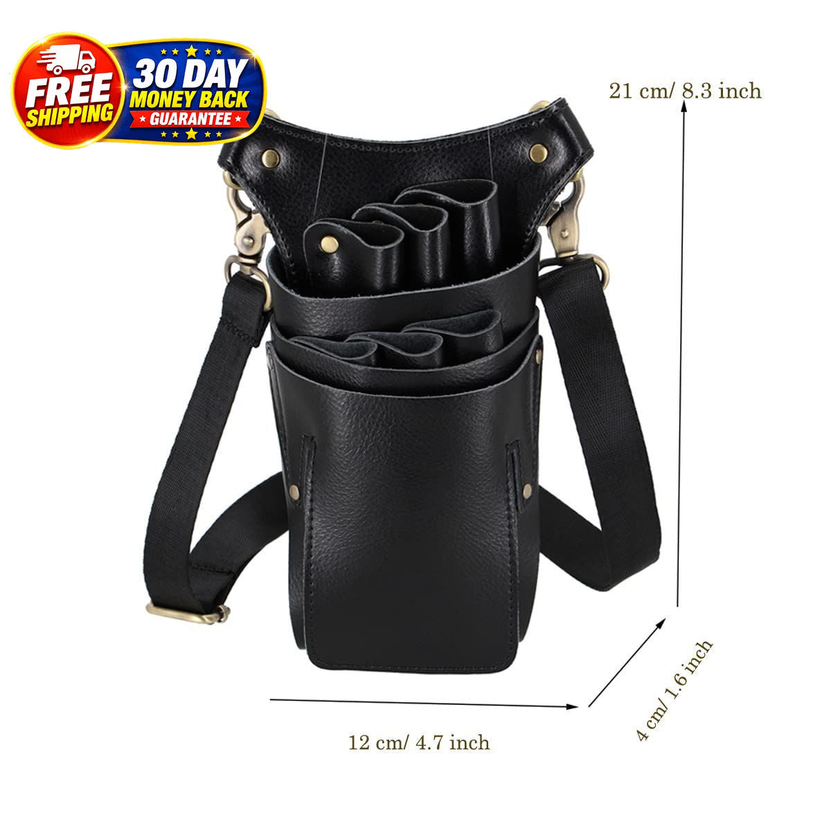 Leather Barber Scissor Holster Bag with Multiple Tool Holders