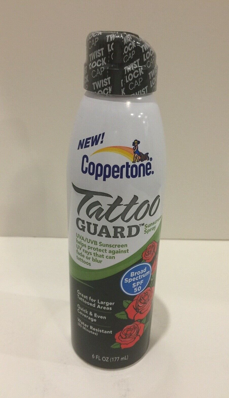 Coppertone Tattoo Guard Sunscreen Spray 6 oz SPF Protects Tattoos