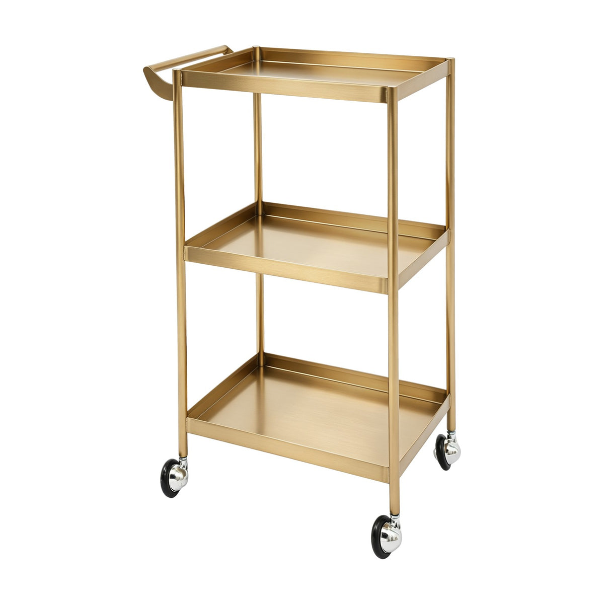 Stainless Steel 3-Shelf Utility Cart with Handle for Salons and Home