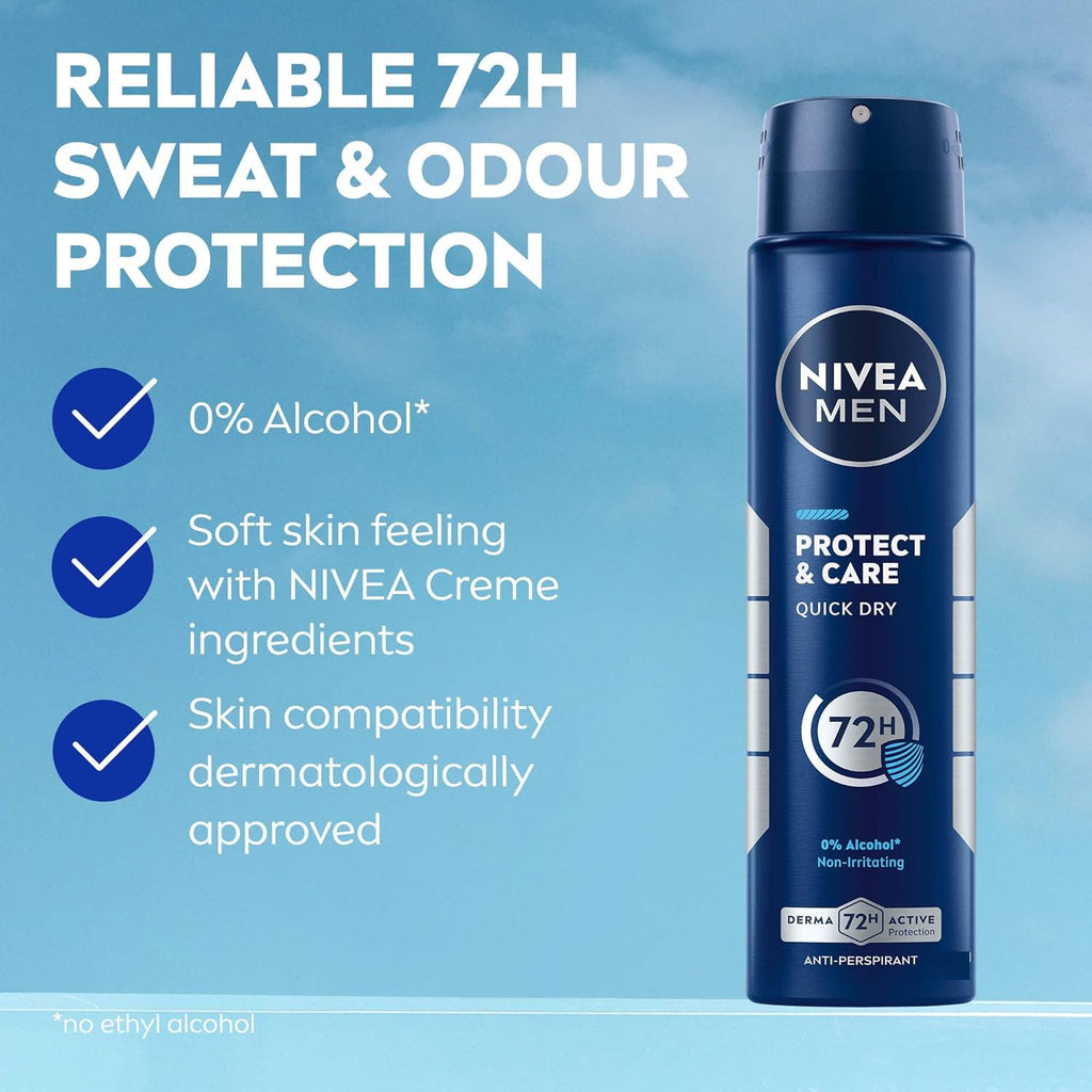 Men's Anti-Perspirant Deodorant Spray 3-Pack, 72H Protection, Quick Dry, Alcohol-Free