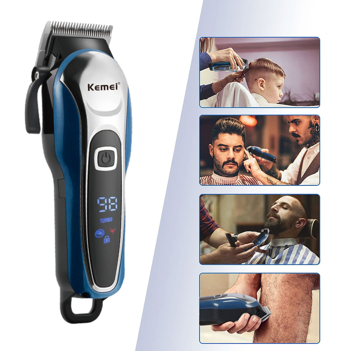 Men's Cordless Hair Clipper Kit with LED Display and Multiple Attachments