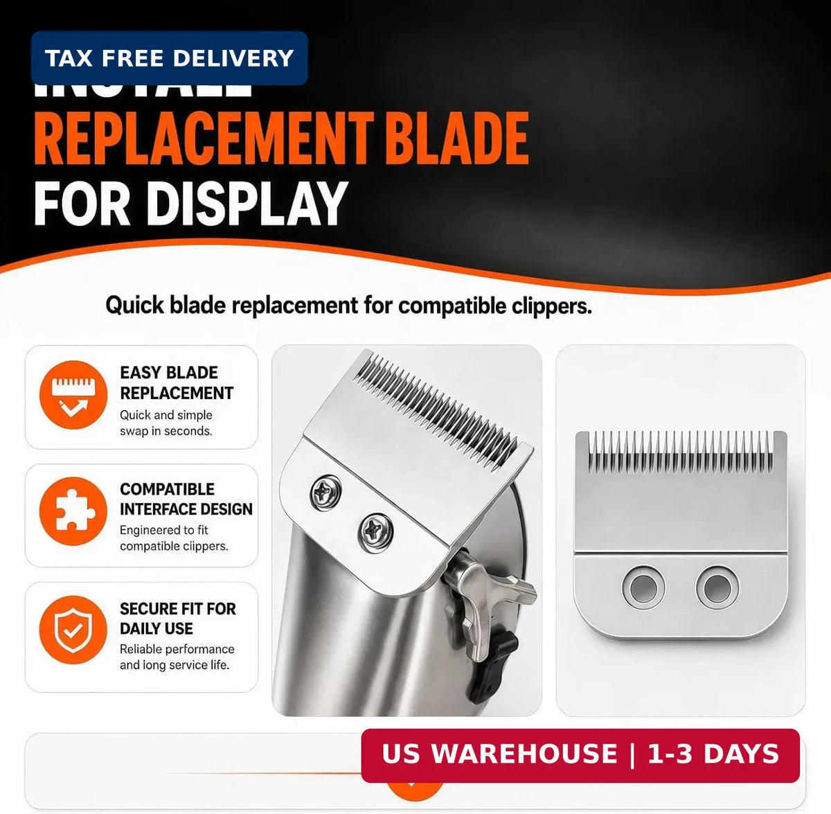 Clipper Replacement Blades for Andis Master Cordless MLC Model - Stainless Steel