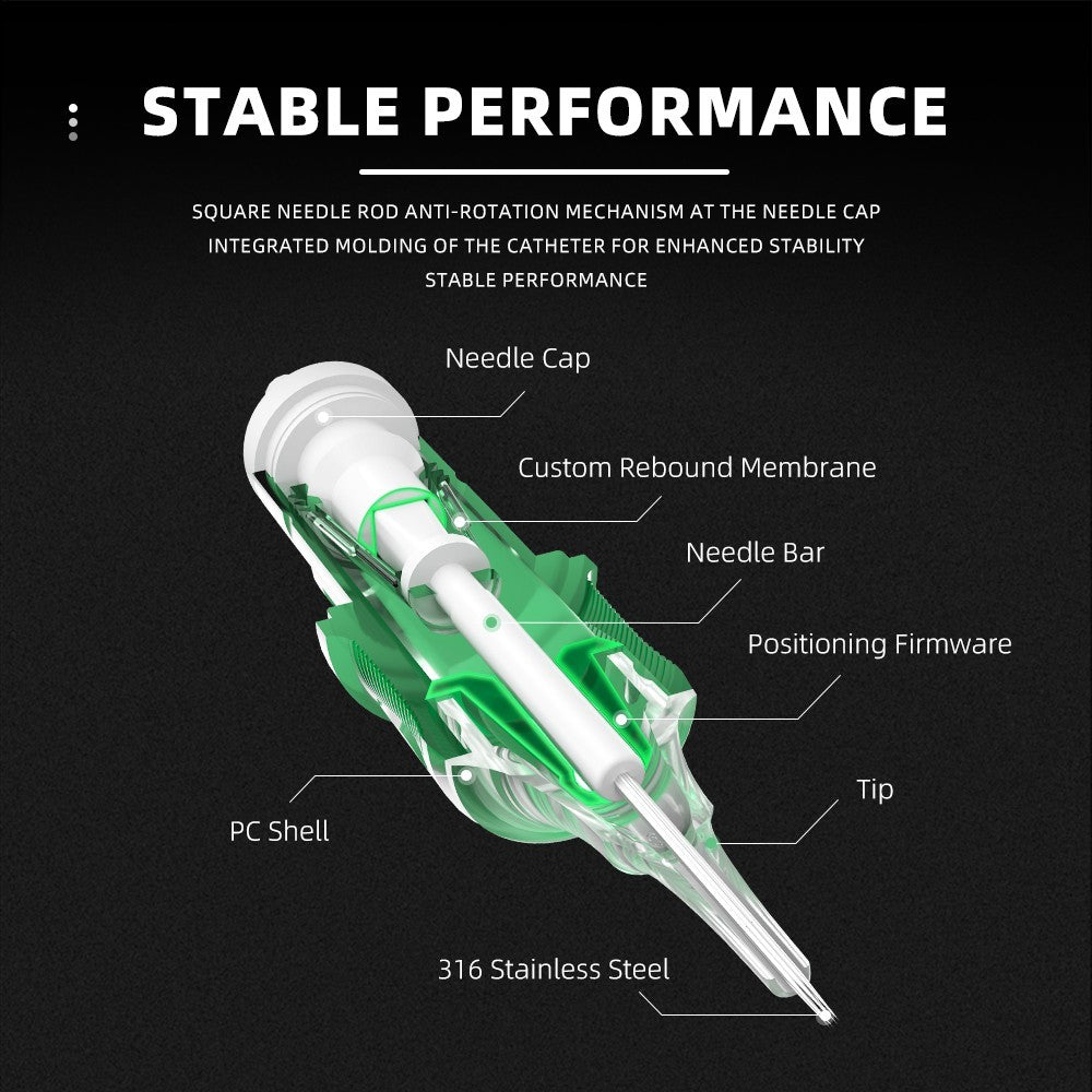 Tattoo Needle Cartridges 20pcs Box – Sterilized, Stainless Steel Round Liner