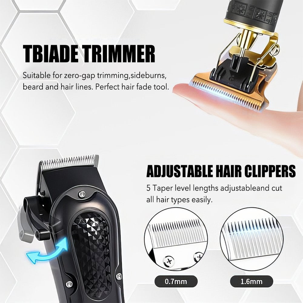 Cordless Hair Clippers & Beard Trimmer for Men Professional Barber Kit