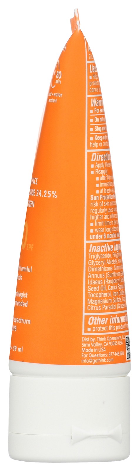 Tinted Face Sunscreen SPF 30 - Broad Spectrum Water-Resistant Zinc Oxide 2oz