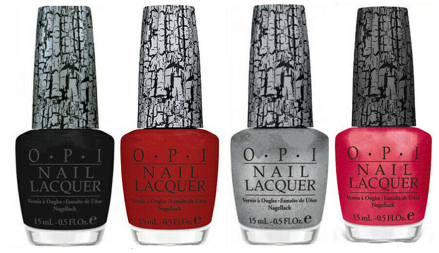 Nail Polish Set 4 Full-Size Bottles - Black, Red, Pink, Silver