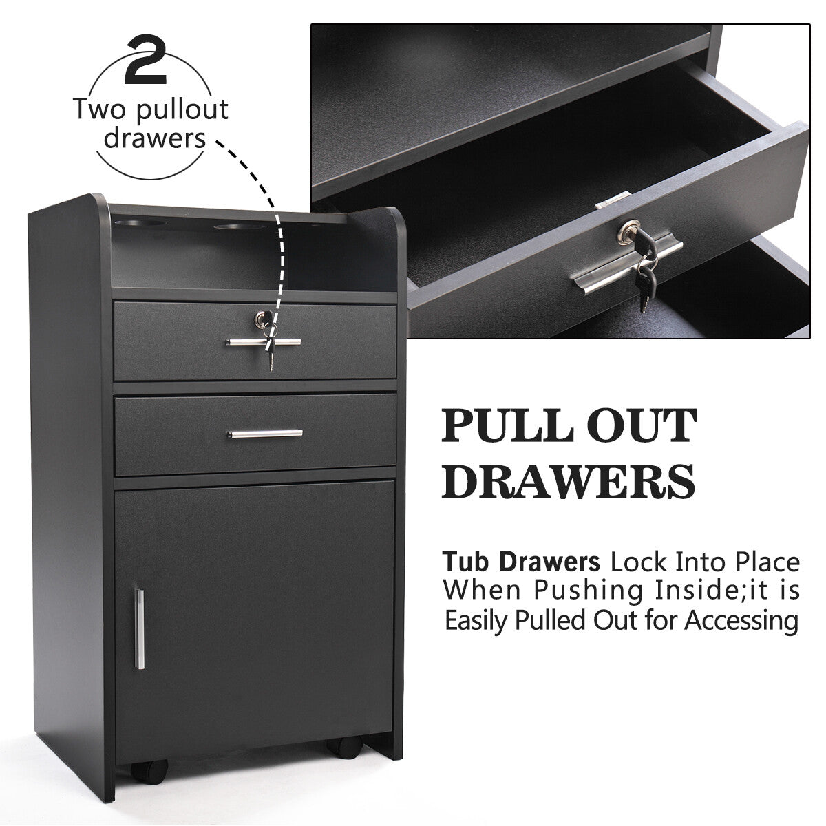 Salon Trolley Station Beauty Cart with Drawer and Storage Shelves