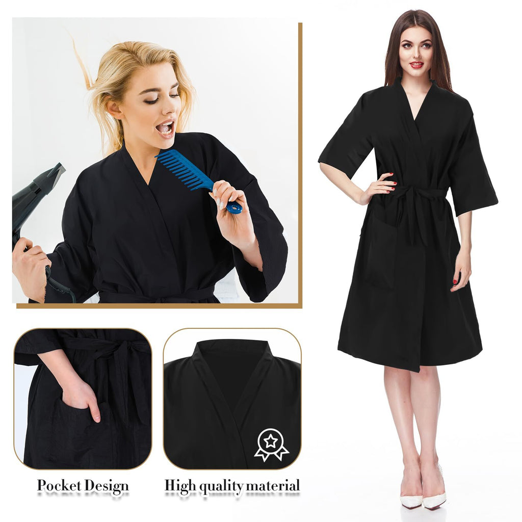 Black Salon Robe 6-Pack Waterproof Client Gowns for Haircut & Styling