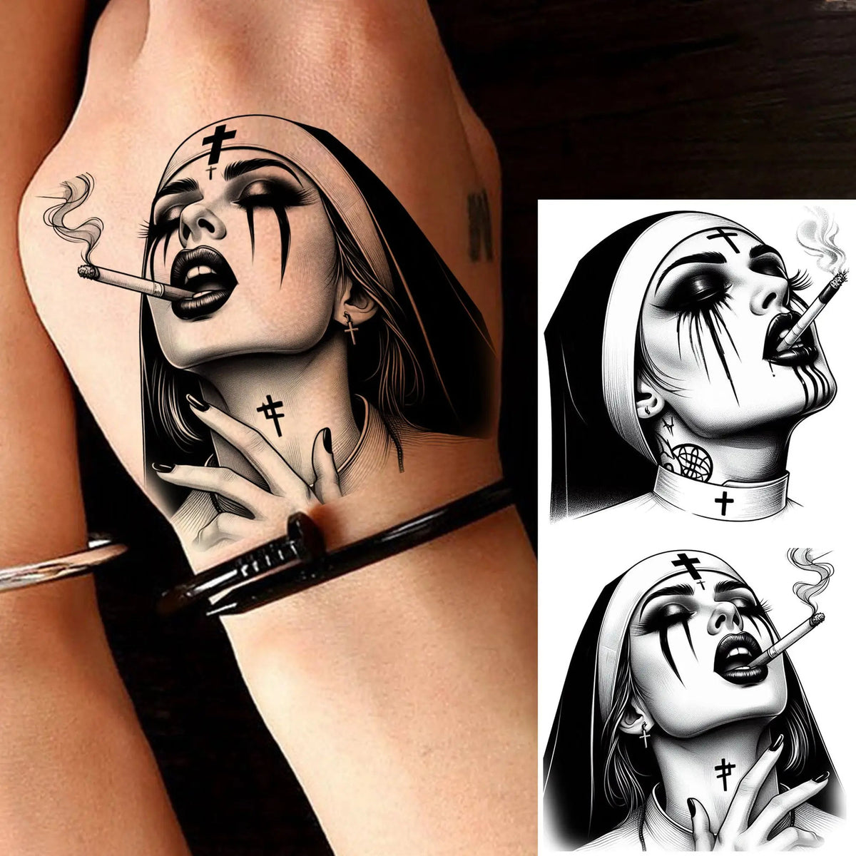 Waterproof Temporary Tattoo Sticker - Evil Joker Face, Long Lasting Realistic Design