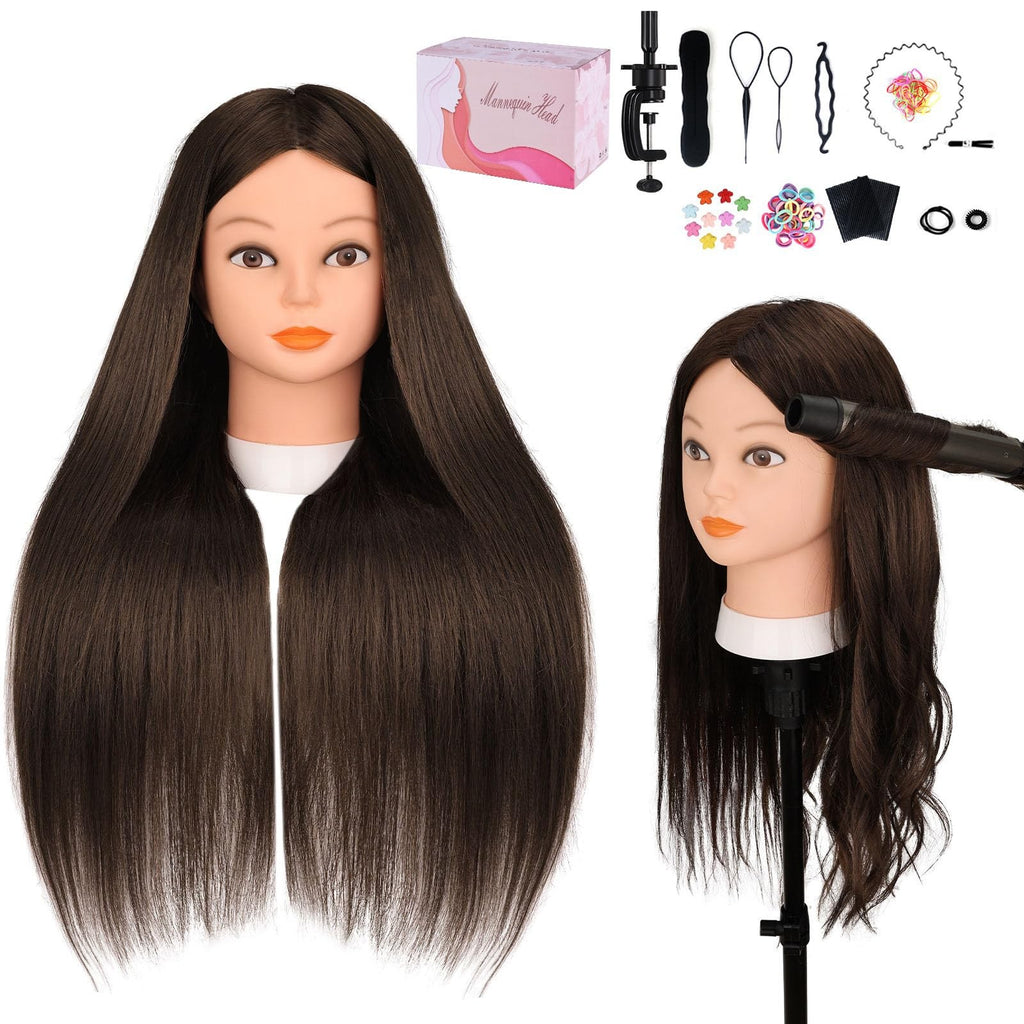 26 Inch Human Hair Mannequin Head for Hair Styling & Cosmetology Practice