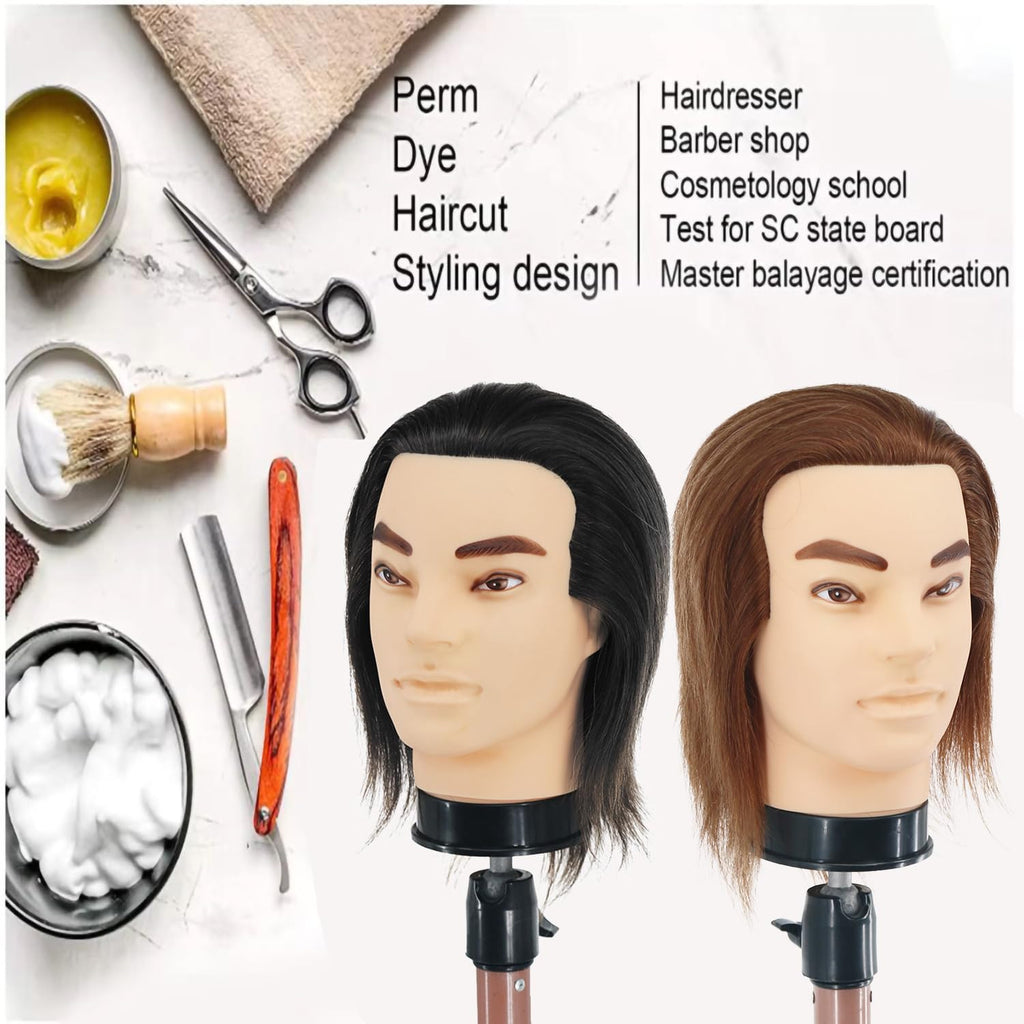 12-Inch Human Hair Mannequin Head for Hairdressing & Styling