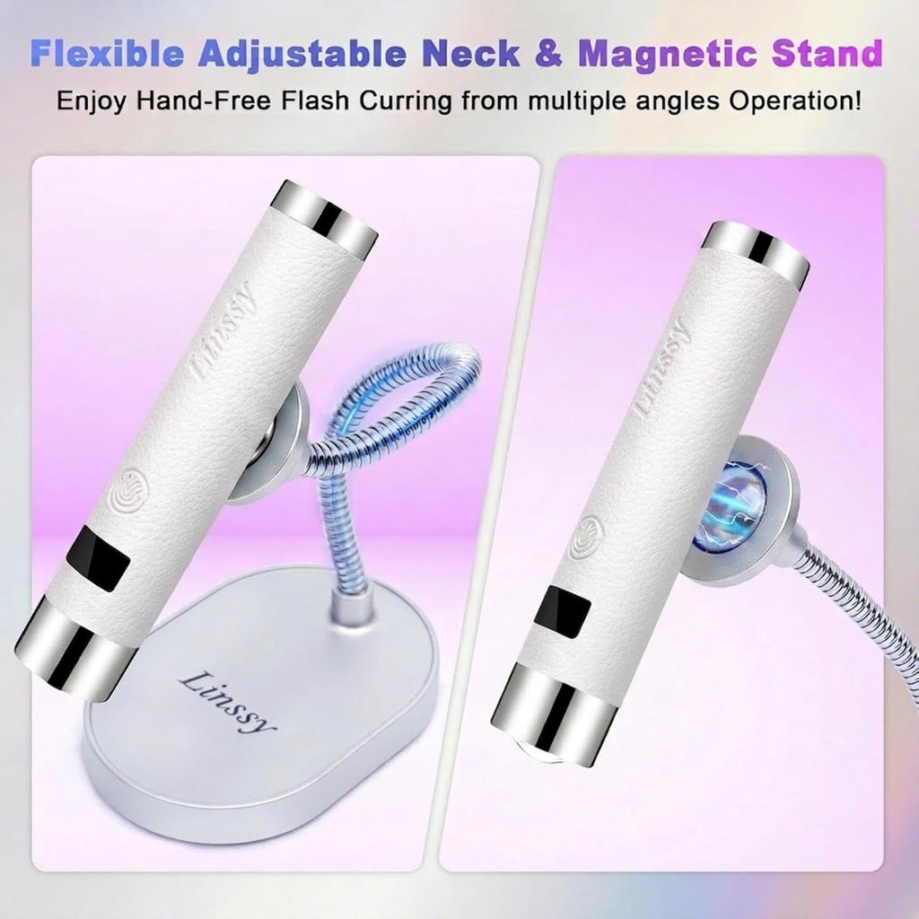 Mini UV Nail Lamp with Auto Sensor & Gooseneck Stand - Portable Gel Curing Light