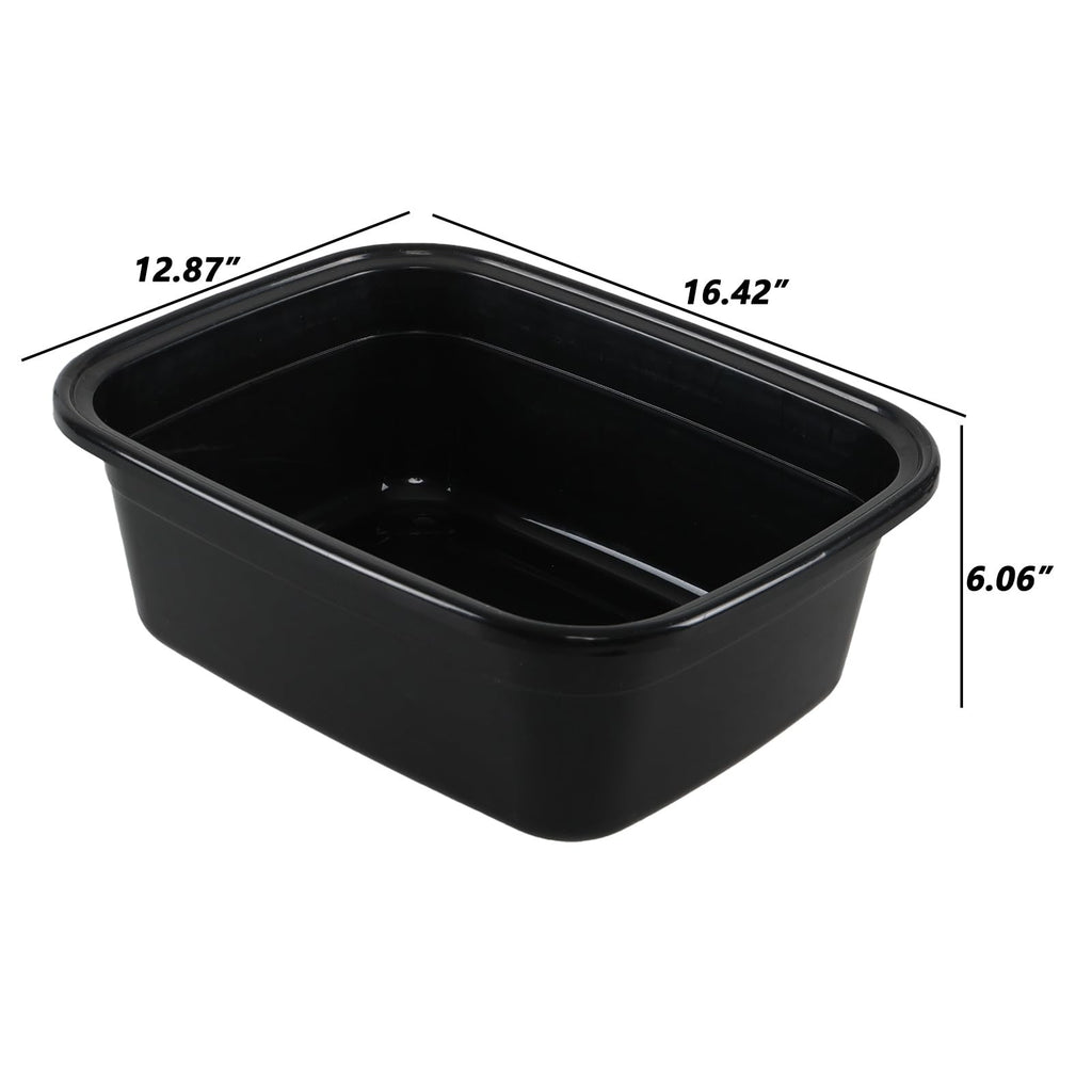 16 Quart Plastic Wash Basins Set - Rectangular Dishpans for Kitchen Laundry