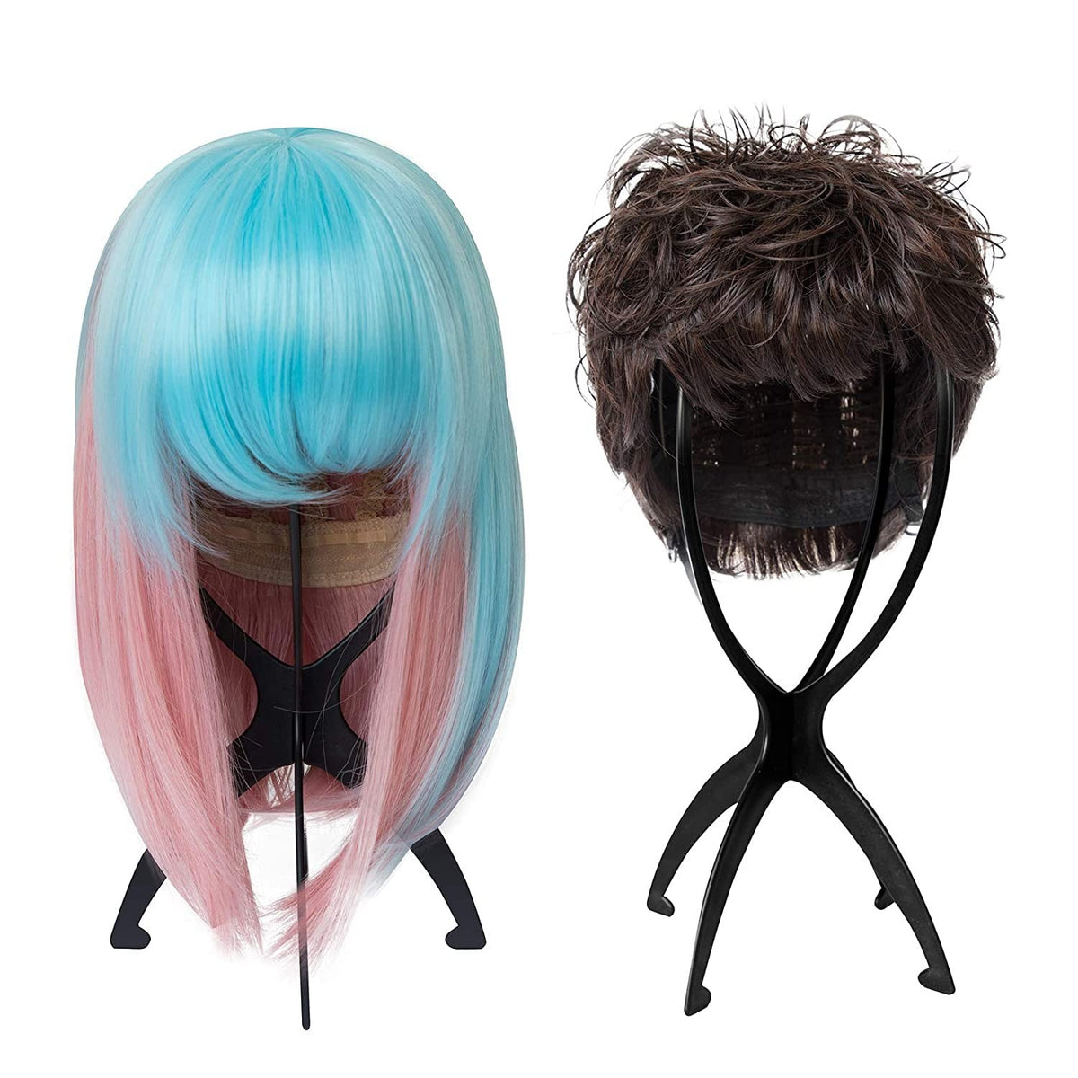 Portable Wig Stand Holder for 14.2 In Wigs - Collapsible & Travel-Friendly