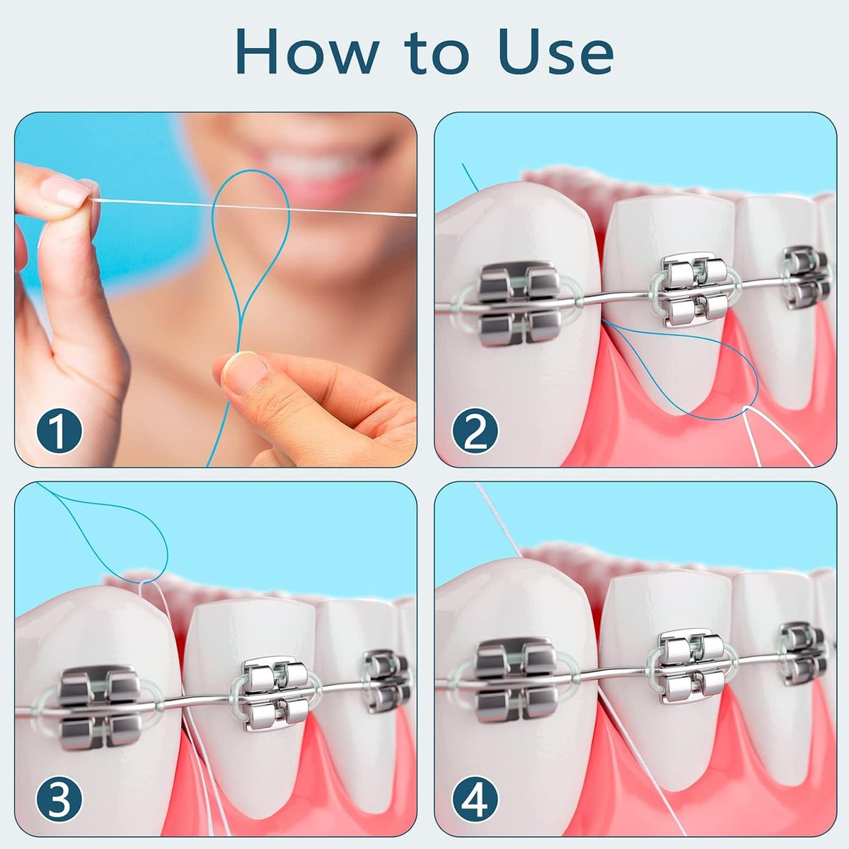 Dental Floss Threaders 200PCS for Braces & Bridges - Oral Care Tool Set