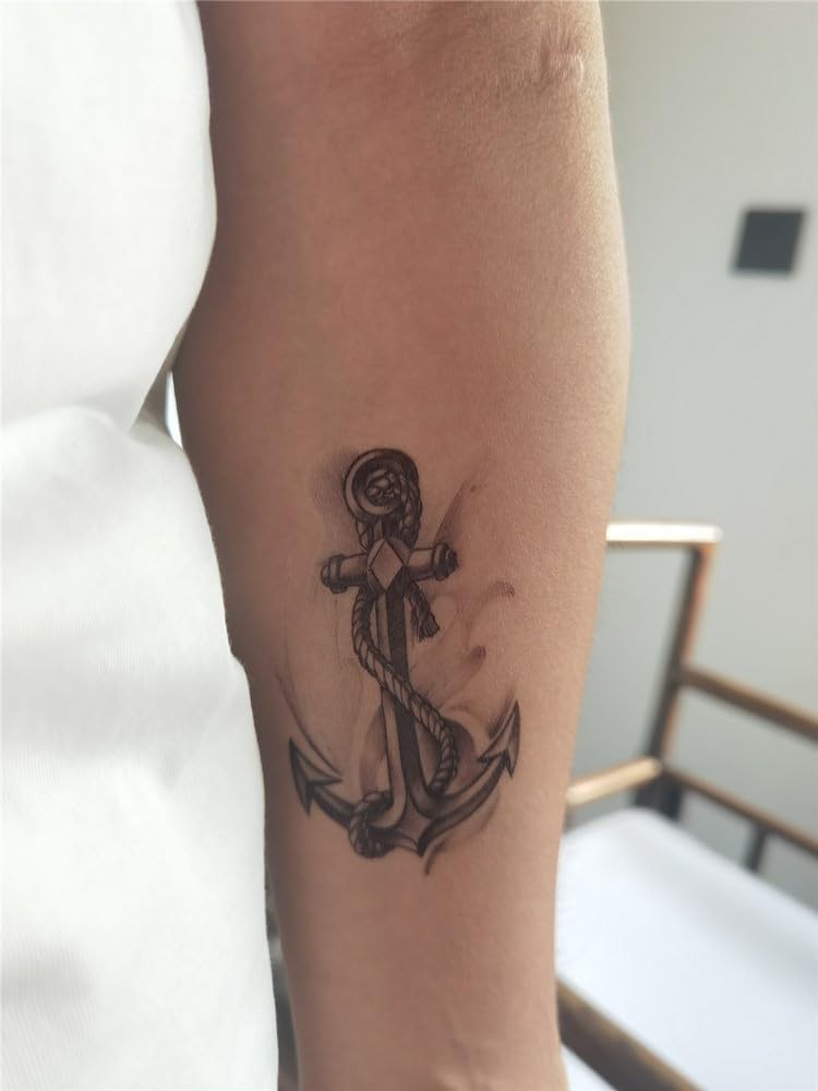 Waterproof Temporary Tattoo Stickers Set of 5 Grey Anchor Ship SF4369