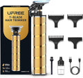 Men's Beard & Hair Trimmer with Titanium T-Blade, Quiet Cordless Edger