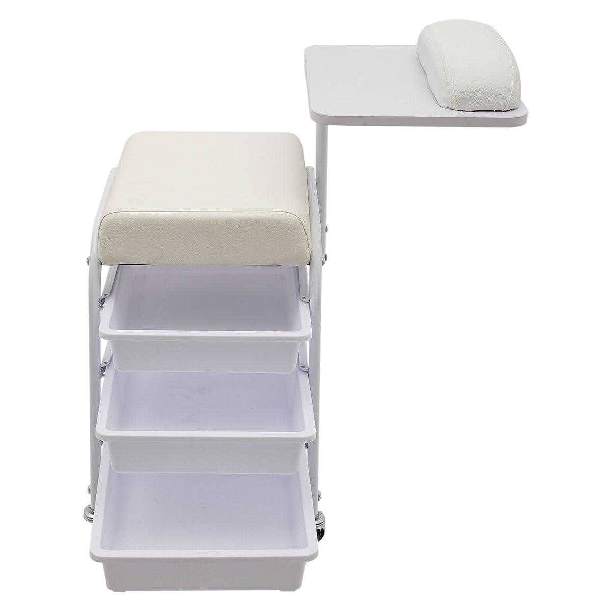 Mobile Nail Salon Cart with 3 Drawers and 4 Wheels for Beauty & Pedicure
