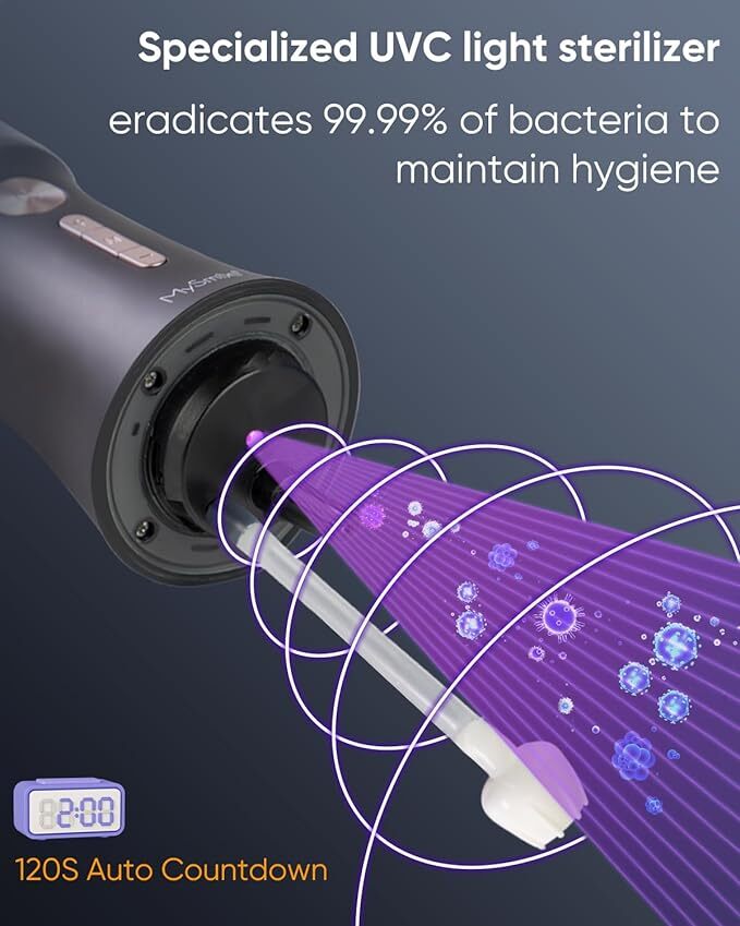 Cordless Water Flosser with UVC Sterilization and Multiple Modes - Black