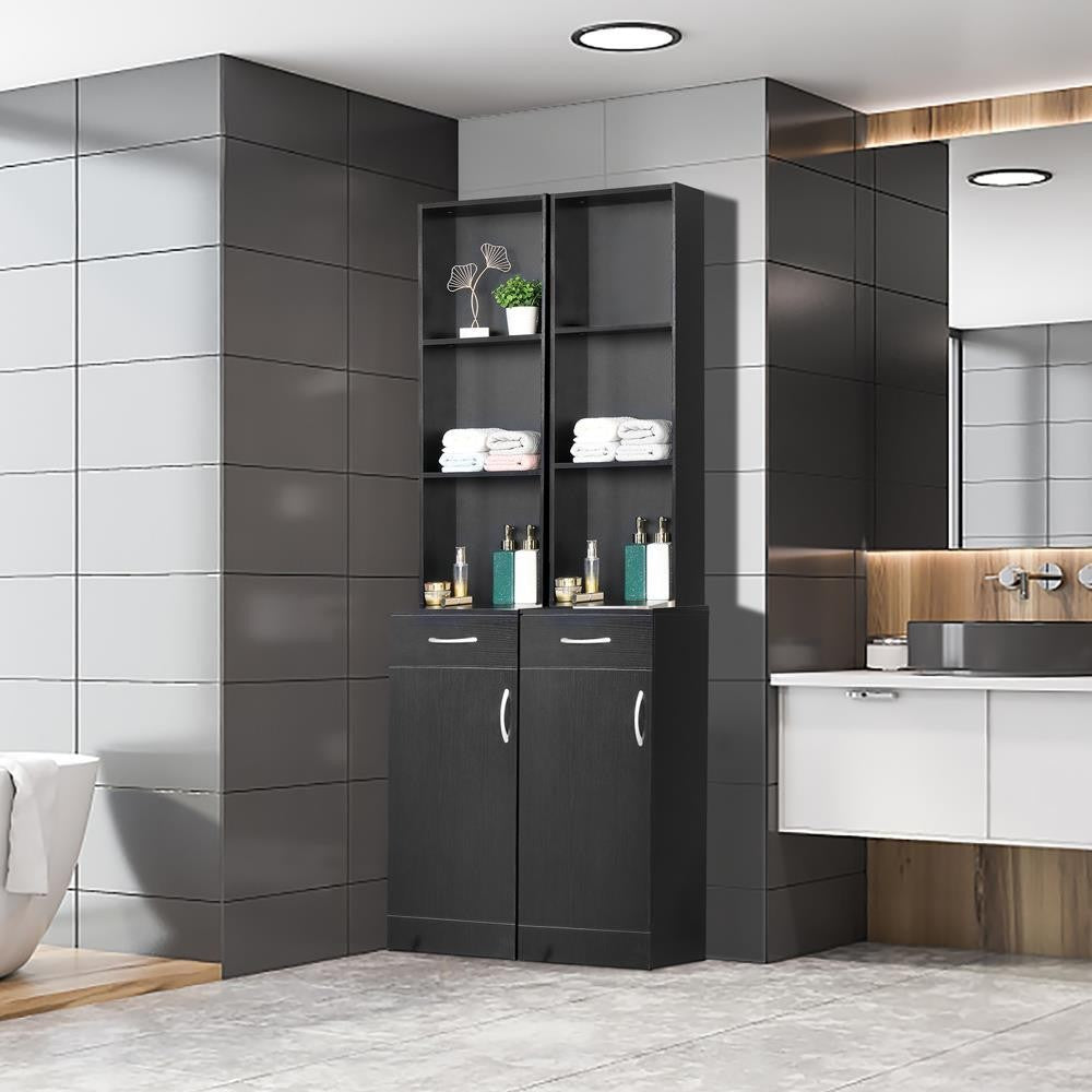Wall-Mounted Salon Station Barber Cabinet with Lockable Drawers & Shelves