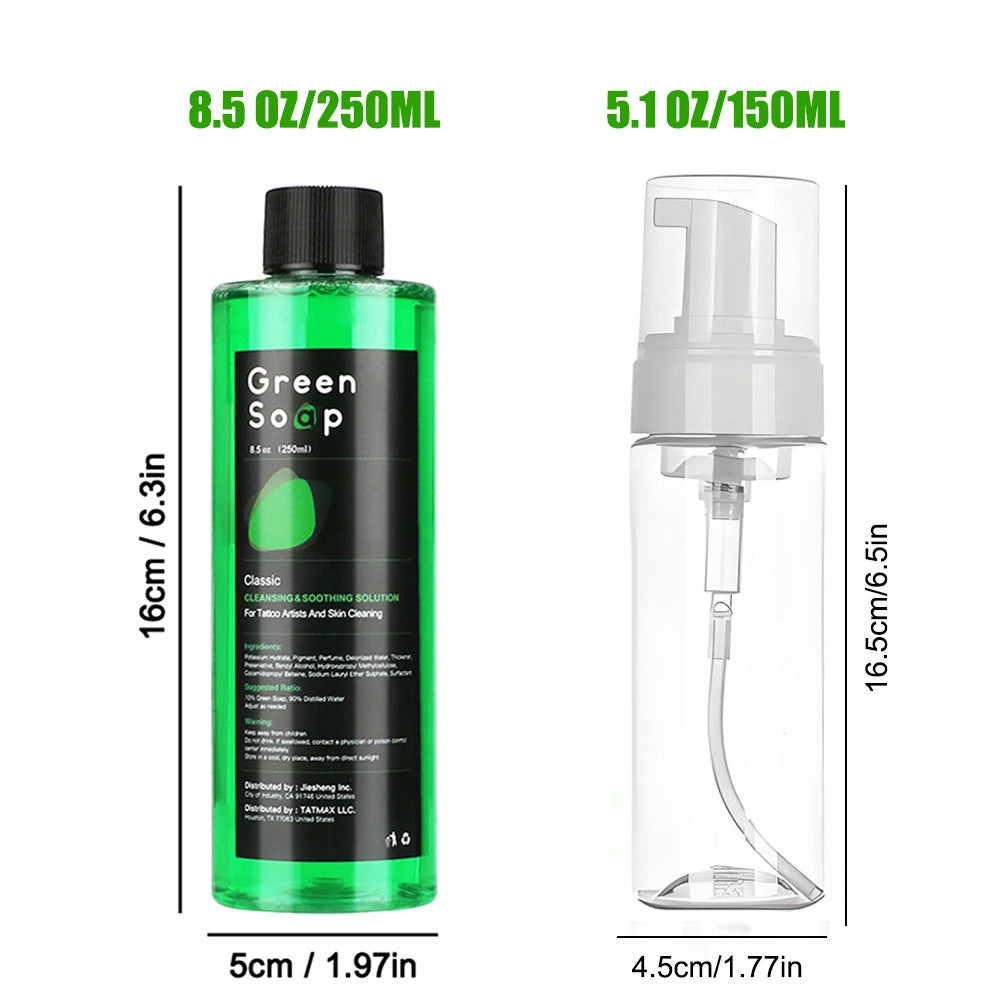 Ultra Concentrated Tattoo Green Soap Cleaning Kit 150ml Foaming Bottle