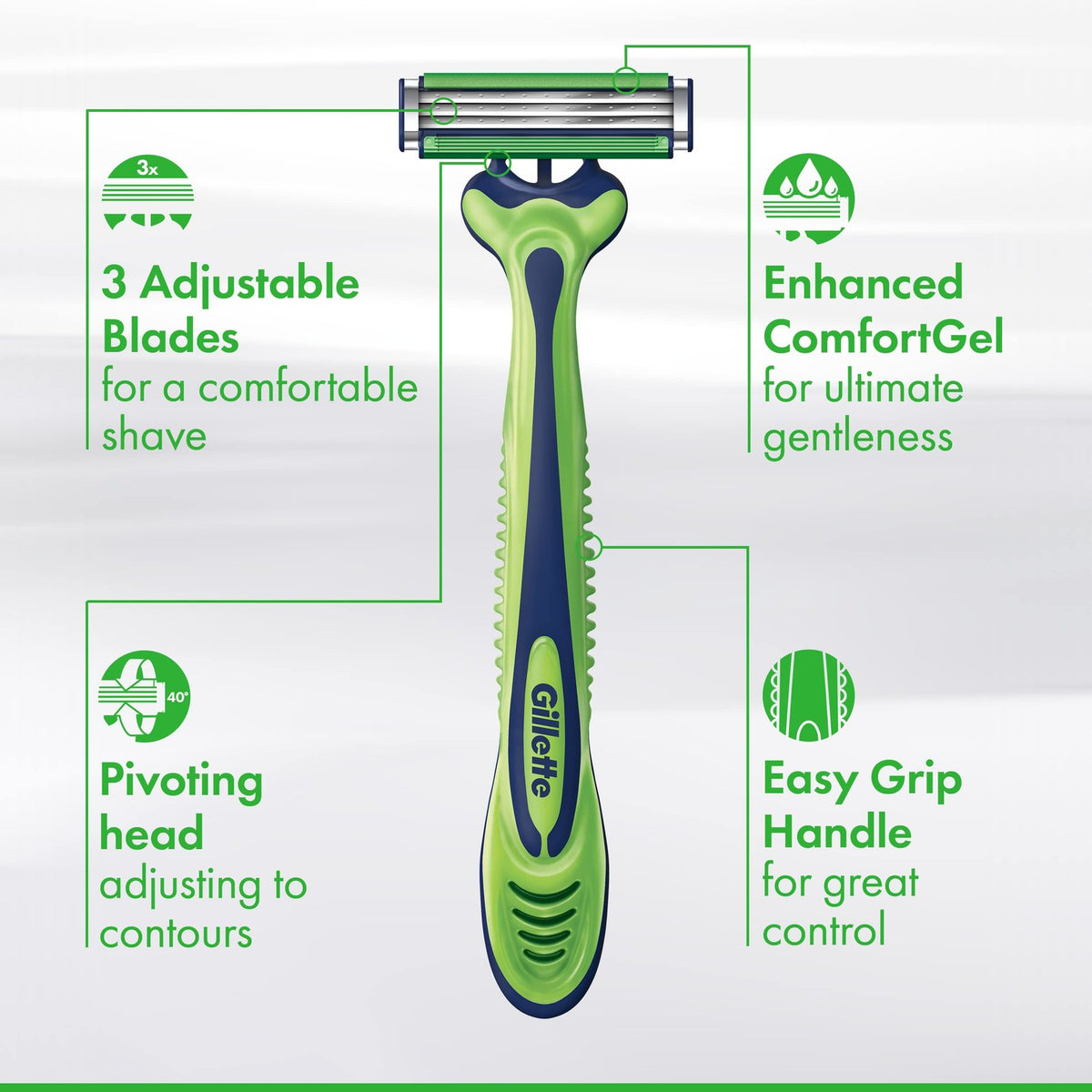 Disposable Razor with 3 Blades - Sensitive Men's Shaving Set, 4 Razors