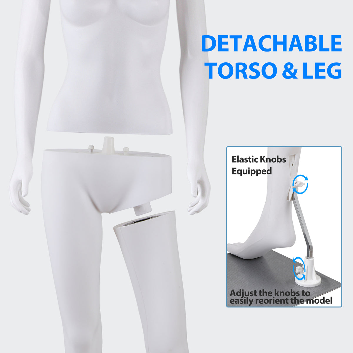 Female Full Body Dress Form Mannequin Adjustable White 70 Inches