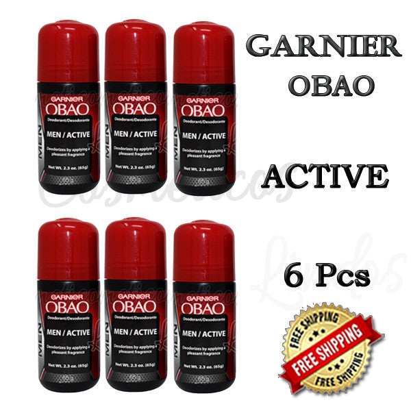 6 Pack Garnier OBAO ACTIVE 48-Hour Roll-On Deodorants for Men & Women