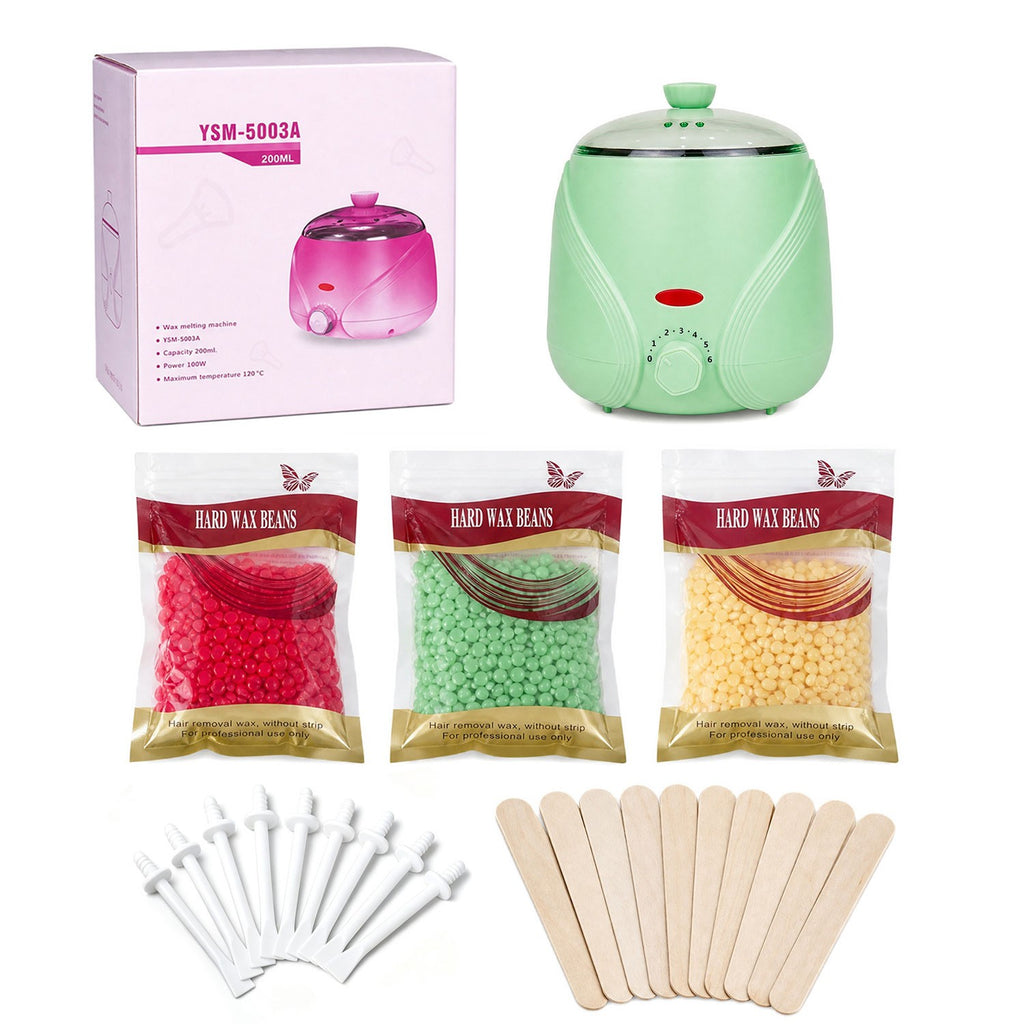 Electric Wax Heater Warmer Kit for Hair Removal with Adjustable Temperature and Wax Beans