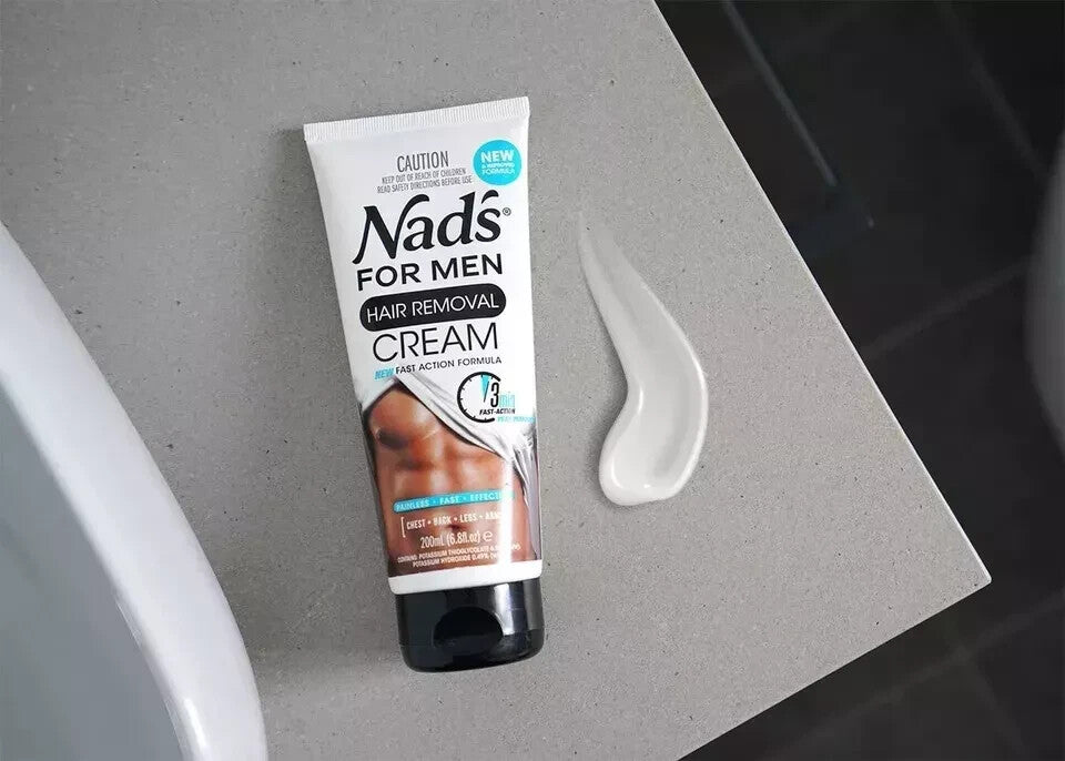 Men's Hair Removal Cream for Body and Face - Painless, Fast-Acting, Long-Lasting