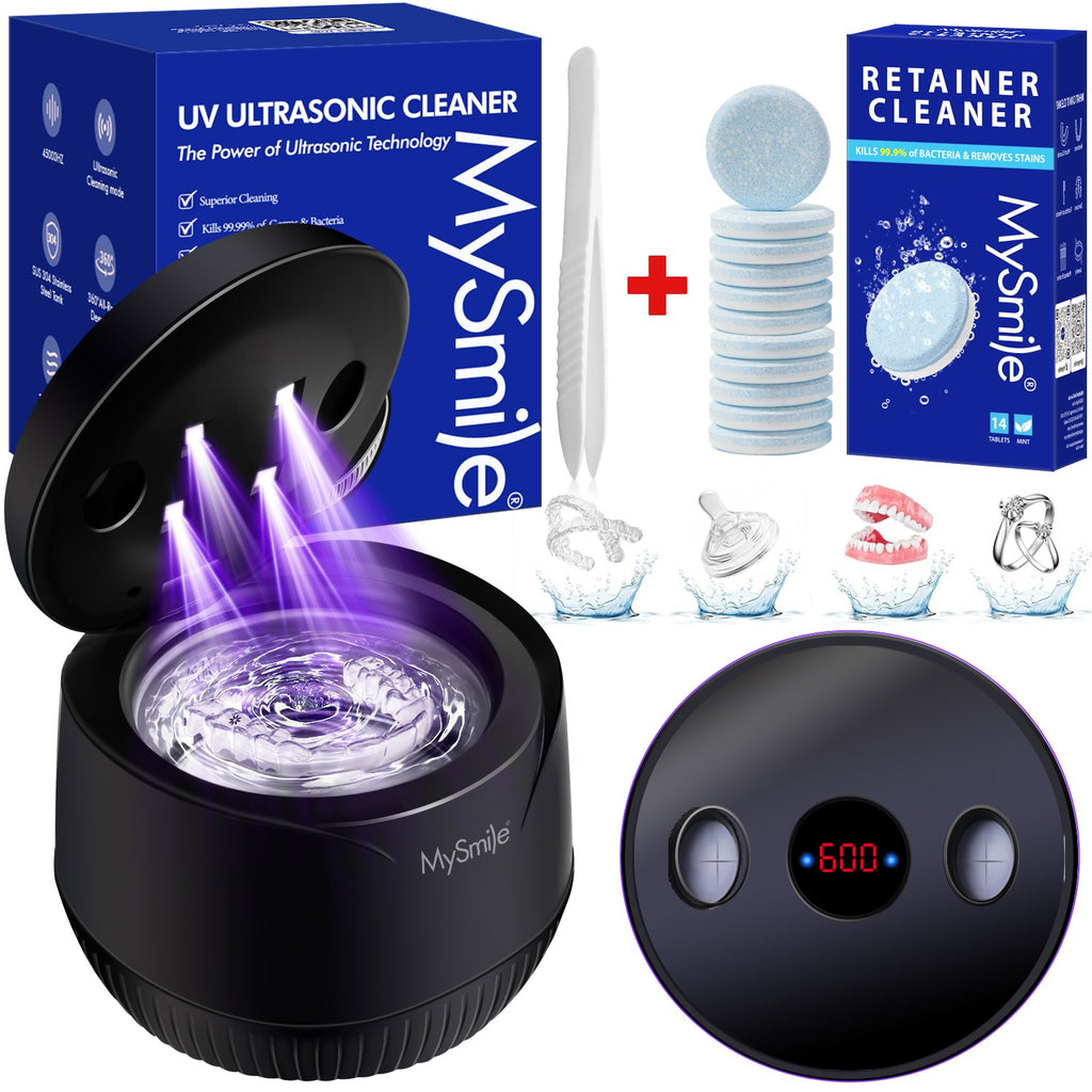 Ultrasonic Dental & Jewelry Cleaner 45kHz UV Sterilizer with Tablets – Portable