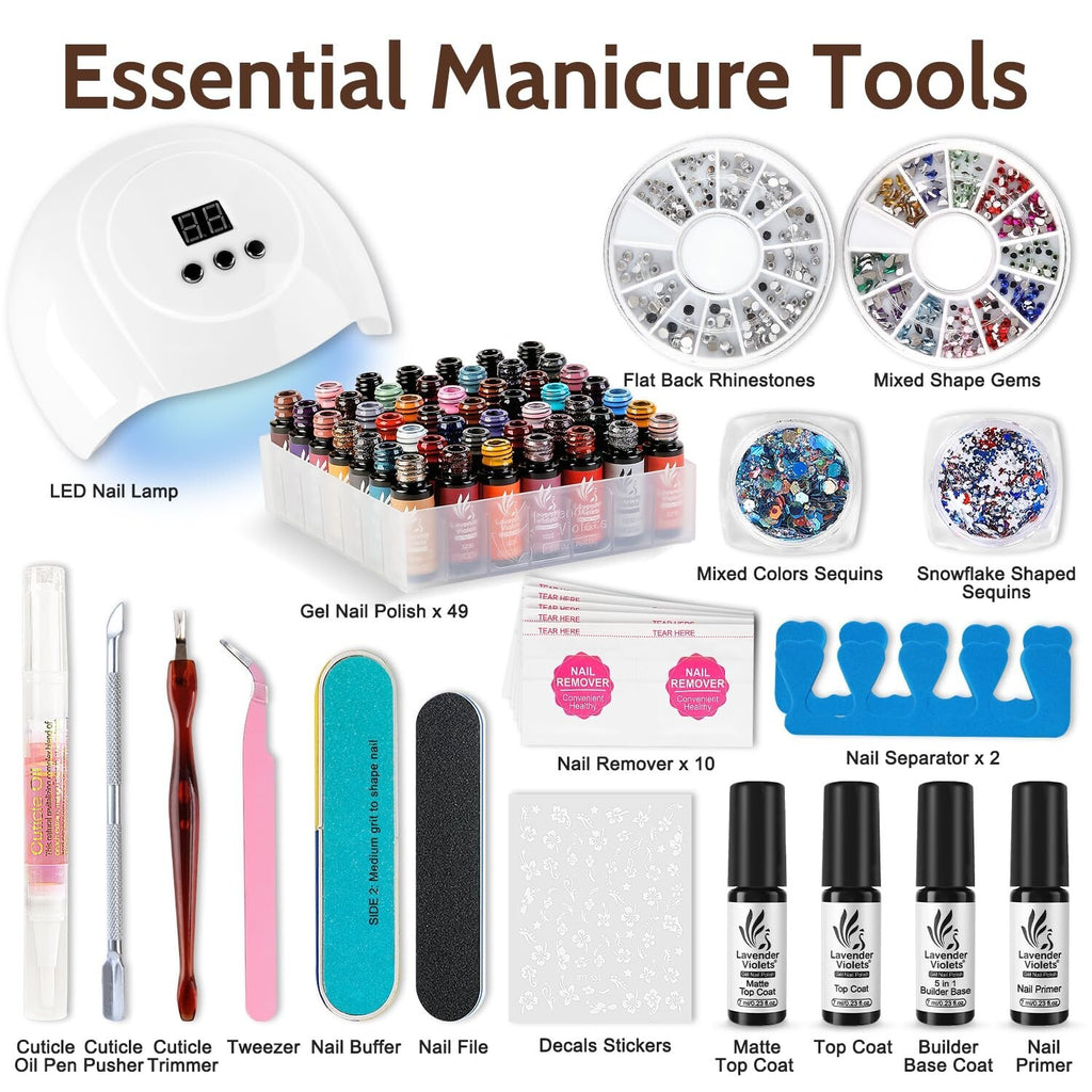 Gel Nail Polish Kit with UV Lamp and 73 Pieces for Professional Manicure
