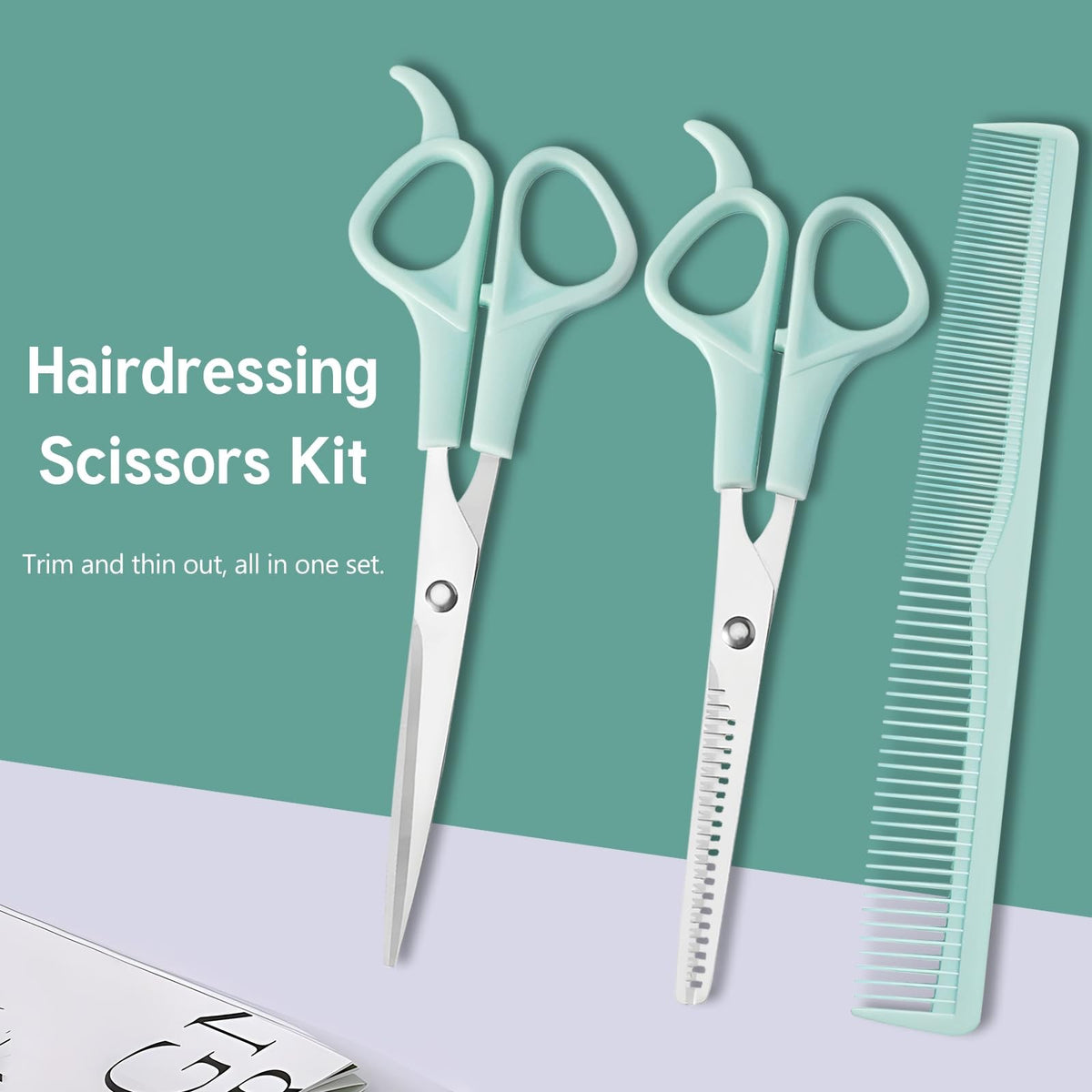 Hair Cutting Scissors Thinning Shears & Comb Set for Men Women Kids Pets